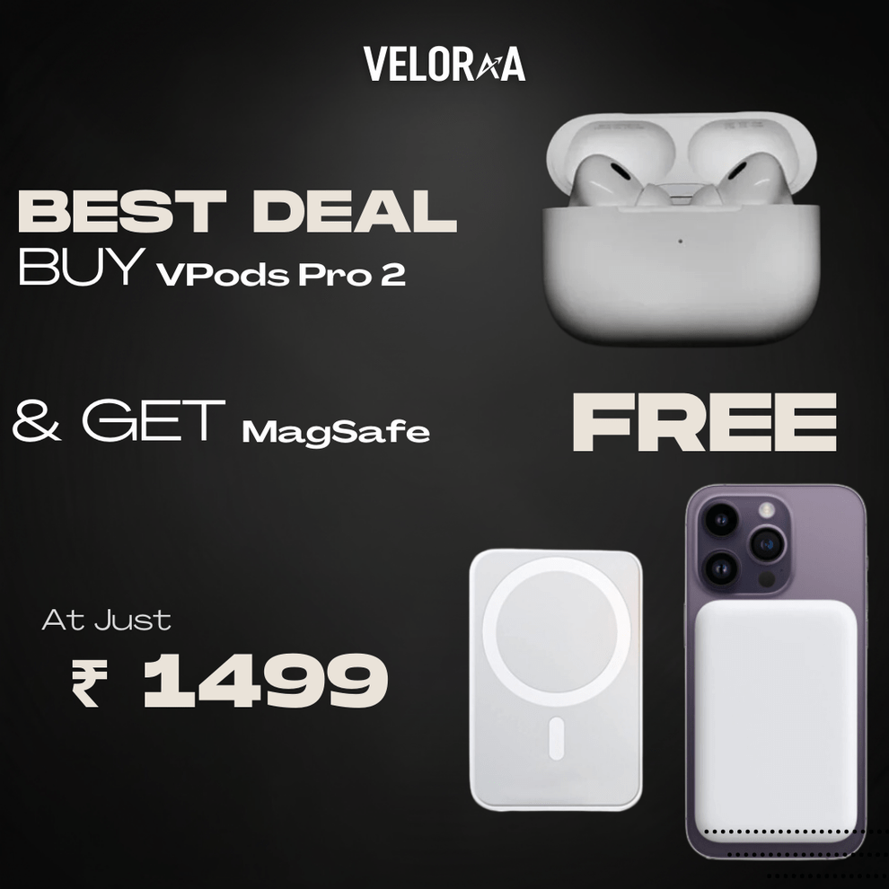 Vpods Pro 2 ANC - Free 5000mAh Magsafe Powerbank | 6 Months Warranty - Veloraa Official